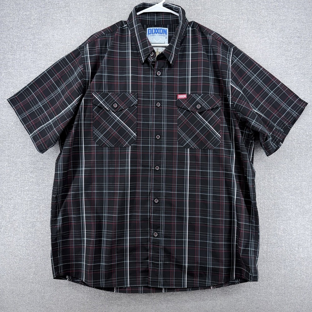 Dixxon Flannel Co The Inn Shirt Men Size 2X Black Plaid Short Sleeve Bamboo